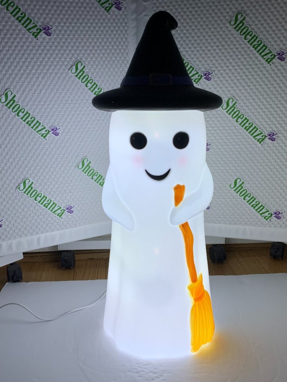 Ghost Witch Broom Blow Mold Light Up Halloween Decoration Indoor Outdoor 24"